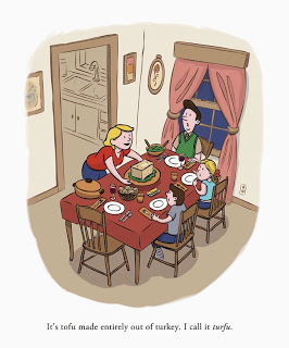 Tofu turkey Thanksgiving by illustrator Scott DuBar
