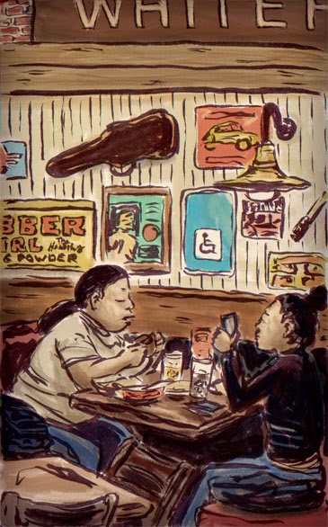 Super Bowl Sunday sketching before the crowds came.