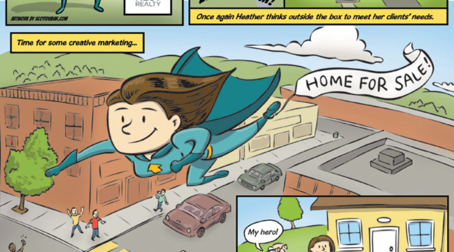 Wonder Realtor Part 2 ad for C-ville Weekly, illustrated by Scott DuBar
