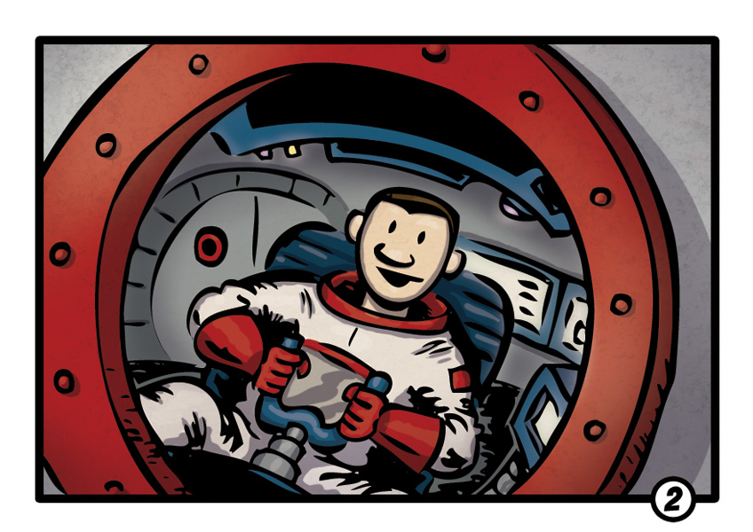 Astronaut is happy to be arriving.
