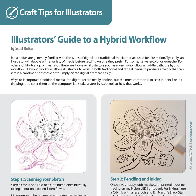 Hybrid workflow article by illustrator Scott DuBar. For the SCBWI Mid-Atlantic Highlighter.