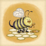 Bee helps himself to some fresh honey.