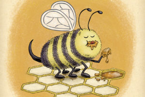 Bee helps himself to some fresh honey.