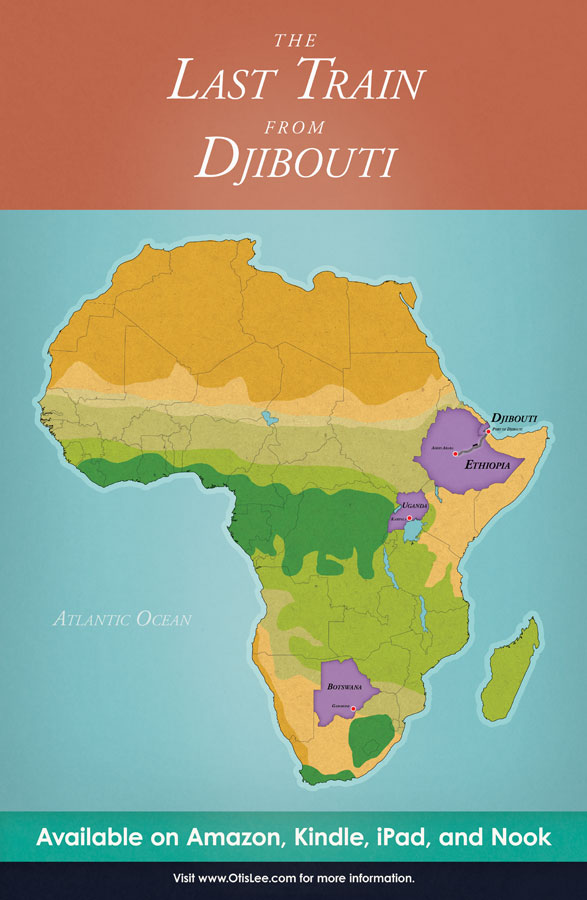 Illustrated map for The Last Train From Djibouti. Graphic design by Scott DuBar.