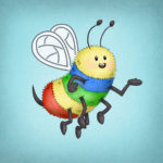 Cute, little rainbow bee illustration by Scott DuBar.