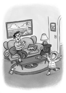 Lissy models her new winter coat for her dad and their three chihuahuas.